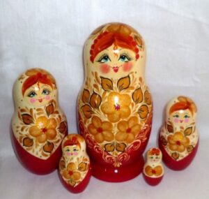 Zosya in red  Babushka Matryoshka nesting Doll  Babooshki Babushkas