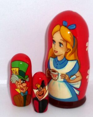 Alice in Wonderland red small nesting Doll Babooshki s
