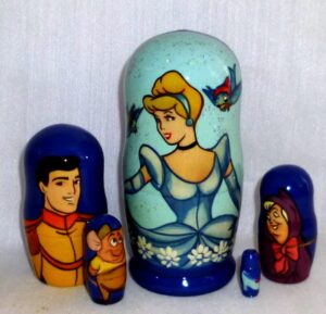 Cinderella blue small  Babushka Matryoshka nesting Doll  Babooshki Babushkas