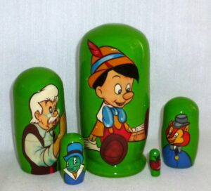 Pinocchio small  Babushka Matryoshka nesting Doll  Babooshki Babushkas