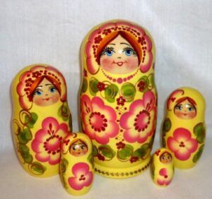 Klava in floral yellow dress Babushka Matryoshka nesting Doll Babooshki Babushkas