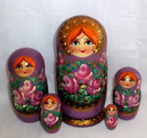 Vika in floral purple dress Babushka Matryoshka nesting Doll Babooshki Babushkas