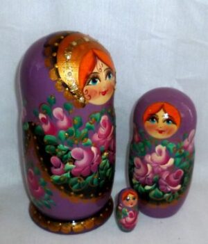 Vika in floral purple dress nesting Doll Babooshki s