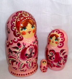 Shura in floral pink dress nesting Doll Babooshki s