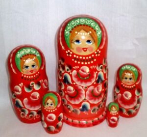 Vera in floral red dress Babushka Matryoshka nesting Doll Babooshki Babushkas