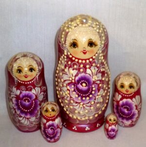 Bride in pearl red dress  Babushka Matryoshka nesting Doll  Babooshki Babushkas