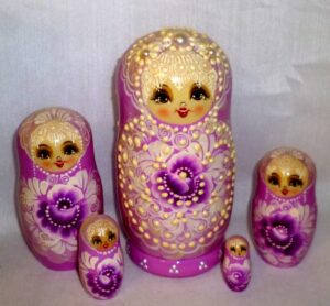 Bride in pearl pink dress Babushka Matryoshka nesting Doll  Babooshki Babushkas