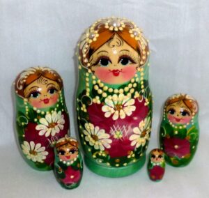 Elvira in pearl mint dress BRIDE  Babushka  Matryoshka nesting Doll Babooshki Babushkas