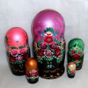 Nyura two plaits in magenta scarf nesting Doll Babooshki s