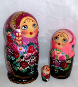 Nyura two plaits in magenta scarf nesting Doll Babooshki s