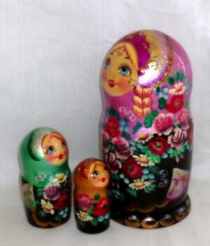 Nyura two plaits in magenta scarf nesting Doll Babooshki s