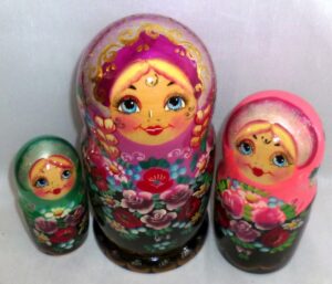 Nyura two plaits in magenta scarf nesting Doll Babooshki s