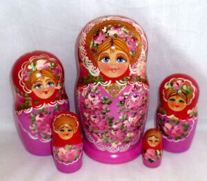 Olga in red scarf Babushka Matryoshka nesting Doll Babooshki Babushkas