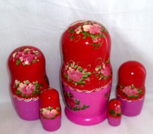 Olga in red scarf nesting Doll Babooshki s