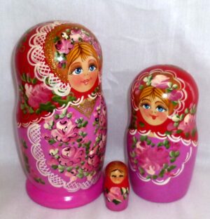 Olga in red scarf nesting Doll Babooshki s