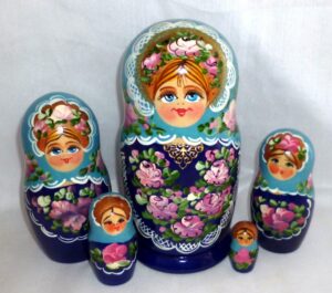Olga in blue scarf Babushka Matryoshka nesting Doll Babooshki Babushkas