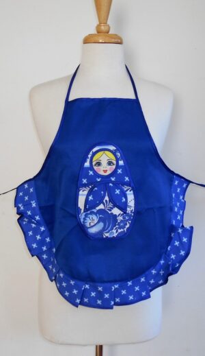Kids Apron Blue nesting Doll Babooshki s