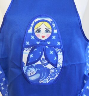 Kids Apron Blue nesting Doll Babooshki s