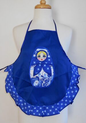 Kids Apron Blue Babushka   Babushka Matryoshka nesting Doll  Babooshki Babushkas