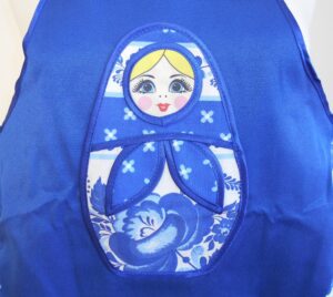 Kids Apron Blue nesting Doll Babooshki s