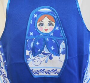 Kids Apron Blue nesting Doll Babooshki s