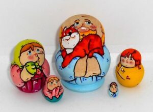 MINI Grandpa with ginger cat mini MINI TINY  Babushka Matryoshka nesting Doll Babooshki Babushkas
