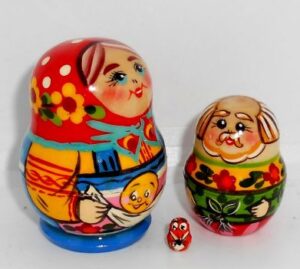 MINI 5-set Village Kolobok fairy tale mini MINI TINY nesting Doll Babooshki s