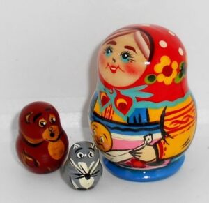 MINI 5-set Village Kolobok fairy tale mini MINI TINY nesting Doll Babooshki s