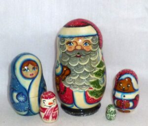 Santa Serg small Babushka   Babushka Matryoshka nesting Doll  Babooshki Babushkas