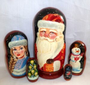 Father Frost in national costume  Babushka Matryoshka nesting Doll  Babooshki Babushkas