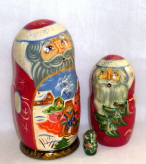 Santa with Troyka medium nesting Doll Babooshki s