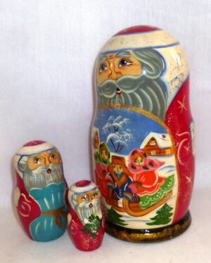 Santa with Troyka medium nesting Doll Babooshki s