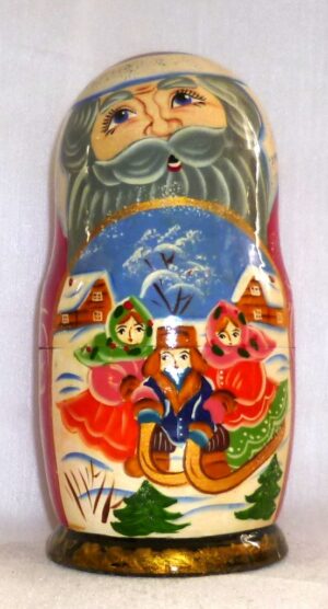 Santa with Troyka medium nesting Doll Babooshki s