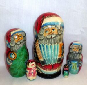 Santa with accordion medium nesting Doll Babooshki s