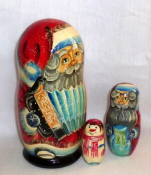 Santa with accordion medium nesting Doll Babooshki s