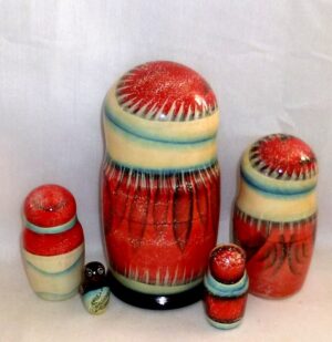 Santa with clock medium nesting Doll Babooshki s