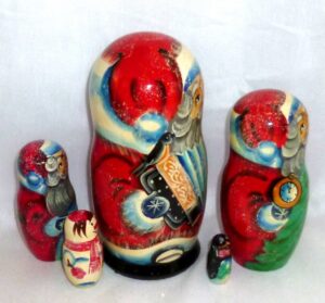 Santa with accordion medium nesting Doll Babooshki s