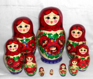 GIANT Kirov RED scarf 10-set Babushka Matryoshka nesting Doll Babooshki Babushkas Classic Village Traditional