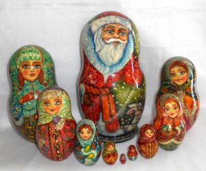 GIANT Father Frost 10-set Babushka SANTA Babushka Matryoshka nesting Doll Babooshki Babushkas