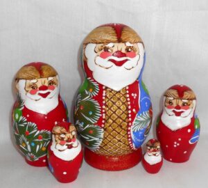 Golden Jolly Santa nesting Doll Babooshki s