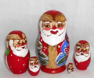 Santa Jolly golden nesting Doll Babooshki s