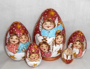 Bronze Angels 5 set   Babushka Matryoshka nesting Doll  Babooshki Babushkas