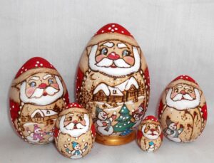 Santa egg Sasha 5-set nesting Doll Babooshki s