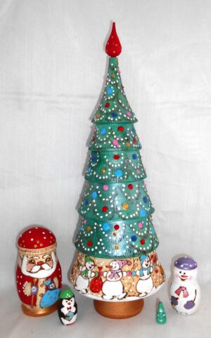 Xmas Tree 5-set huge 32cm with top nesting Doll Babooshki s