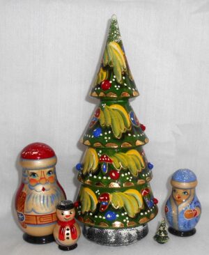 Xmas Tree medium 5-set nesting Doll Babooshki s
