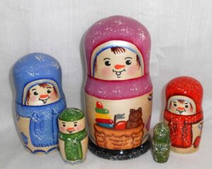 Snowman Pink Large Babushka Matryoshka nesting Doll  Babooshki Babushkas