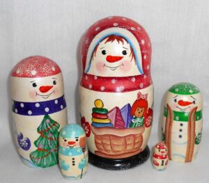 Snowman Red Large Babushka Matryoshka nesting Doll  Babooshki Babushkas
