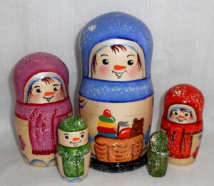 Snowman blue Large Babushka Matryoshka nesting Doll  Babooshki Babushkas