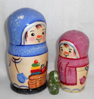 Snowman blue Large nesting Doll Babooshki s