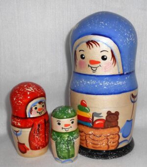 Snowman blue Large nesting Doll Babooshki s